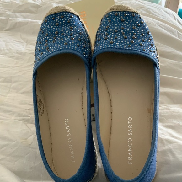 Franco Sarto espadrille suede blue with studs 7.5M - Picture 6 of 10